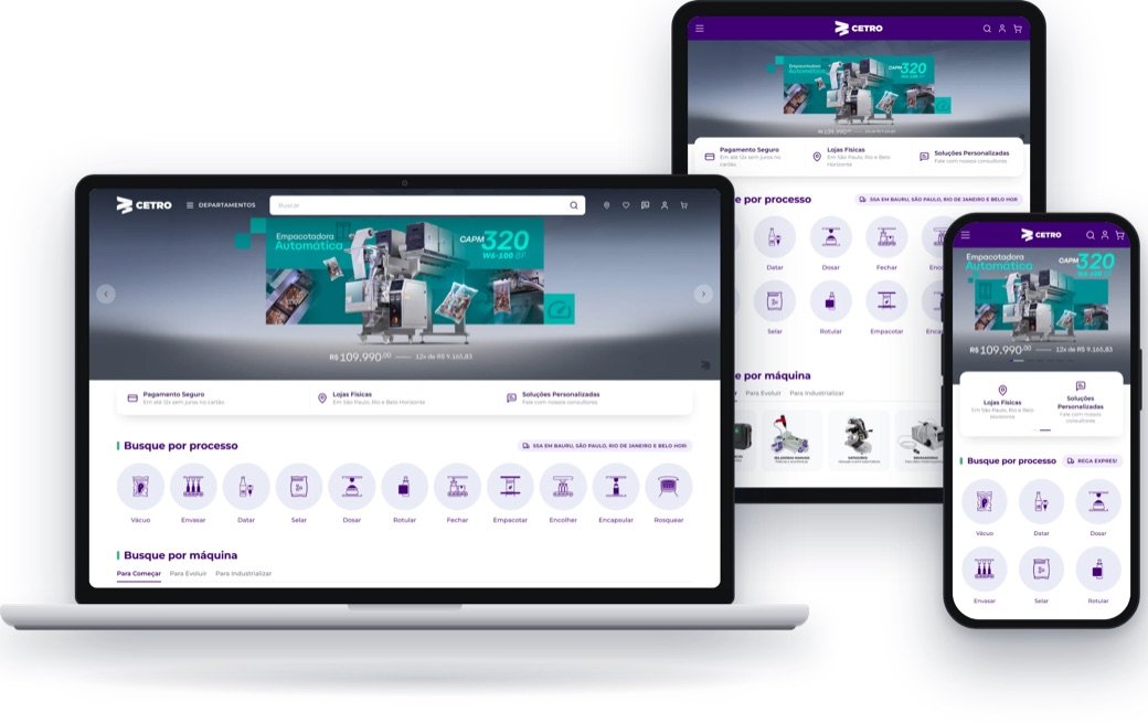 Loja da Cetro Máquinas no Imediata Headless